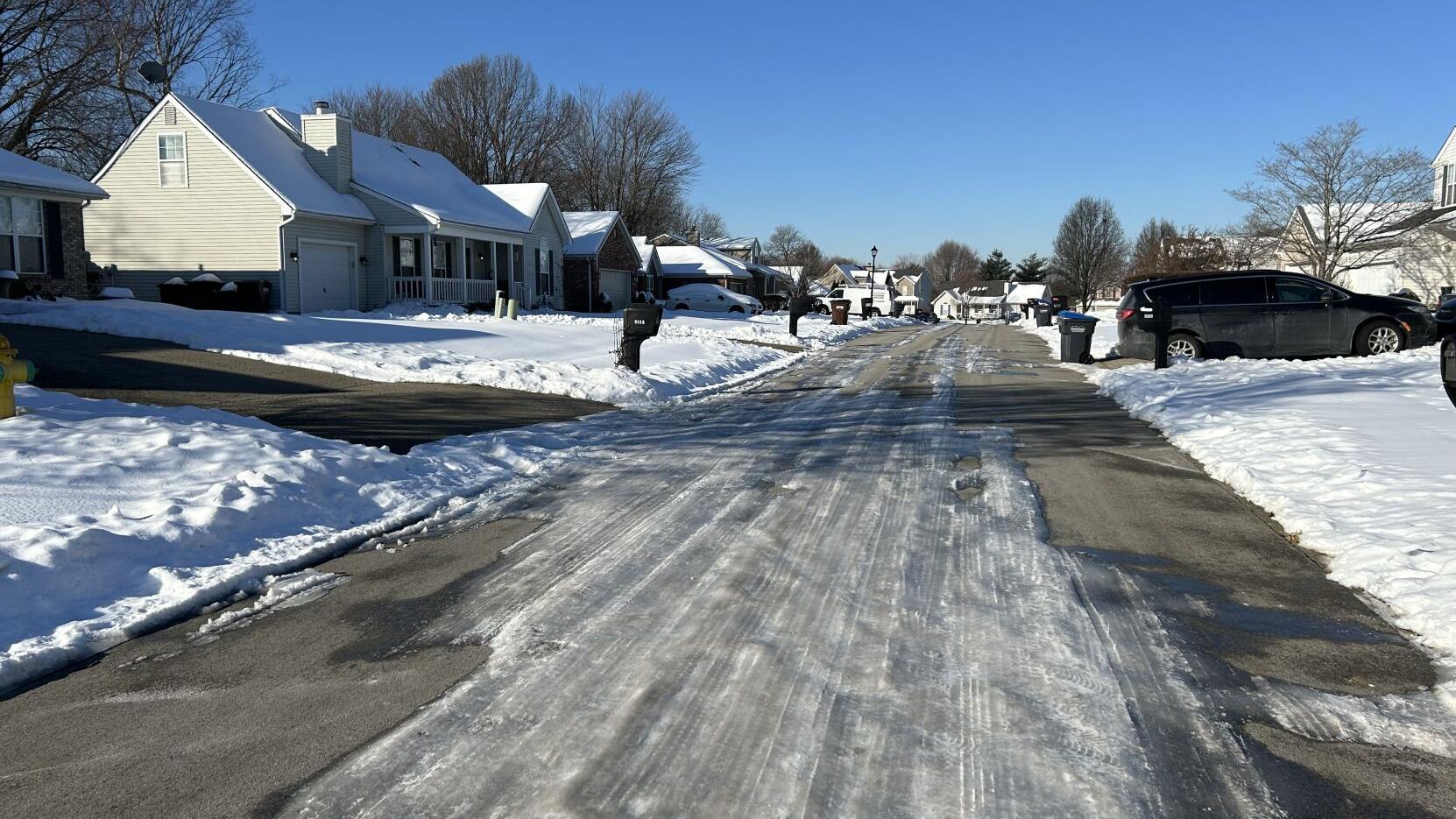 Road with ice in Louisville Jan. 15, 2025